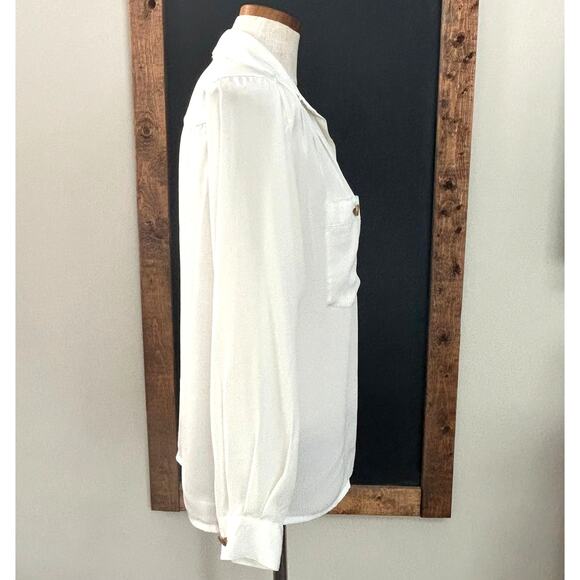 La Chine Classic White Button Down Blouse 8 Career Normcore Vintage Professional - Picture 9 of 11